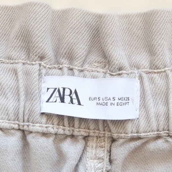 Zara Grey Paper-bag Baggy / Slouchy High Elastic Waist Jeans Size S - Picture 7 of 10